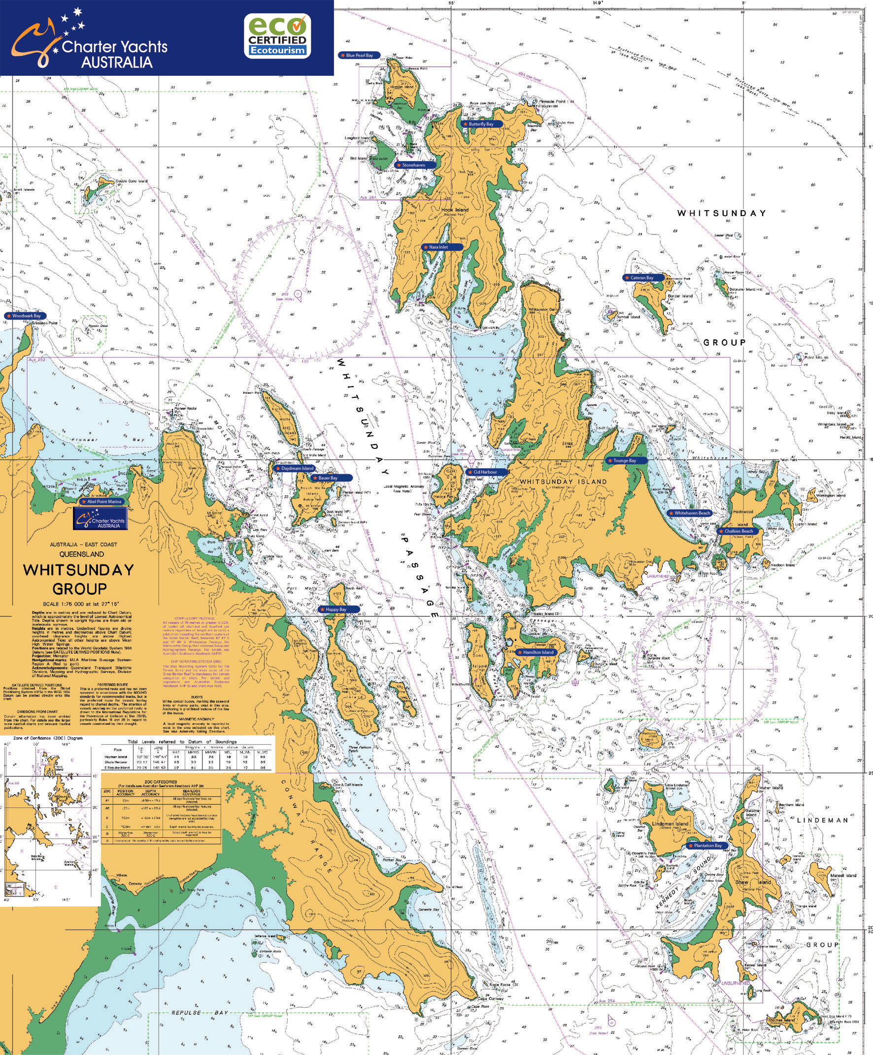 Whitsunday Islands Map | Charter Yachts Australia
